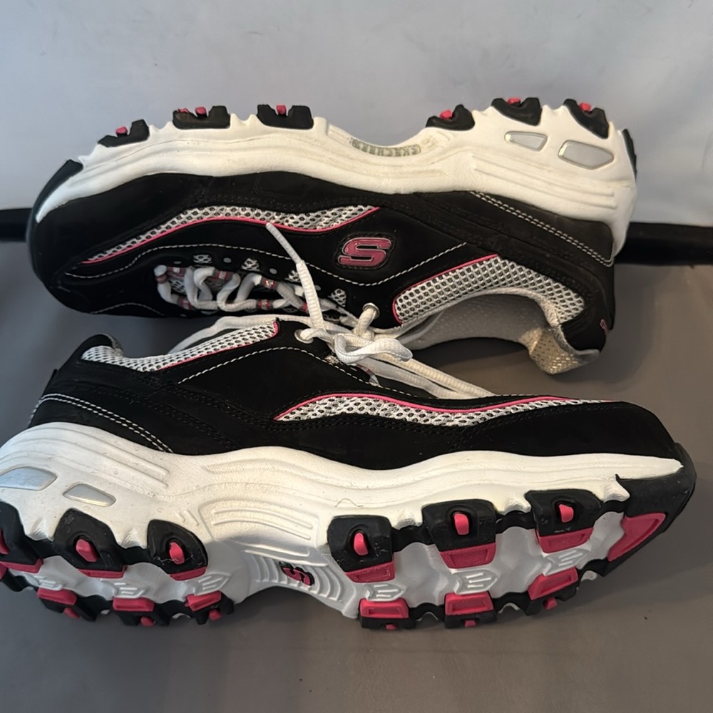 Skechers D Lites Black and Pink Sneakers with White‎ Trim size 7 - Picture 5 of 9